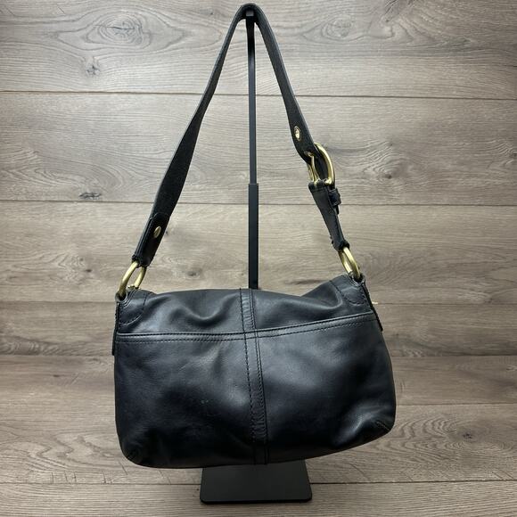 VTG COACH Leather Soho Flap Shoulder Bag Black Gold Tone W/Charm F11842 Y2K - Picture 5 of 14